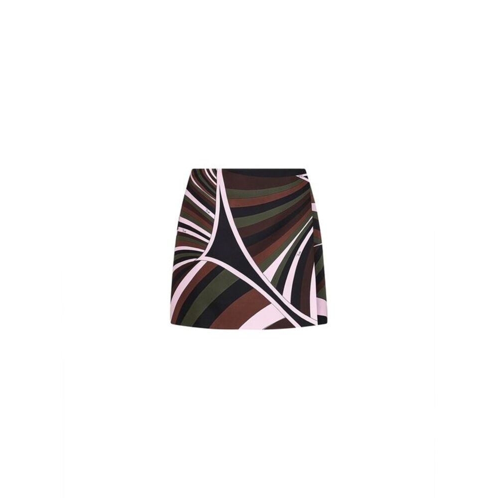 Pucci Women Khaki And Pink Iride-Print Crêpe De Chine Mini Skirt